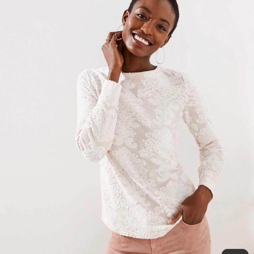 LOFT Floral Textured Sweatshirt